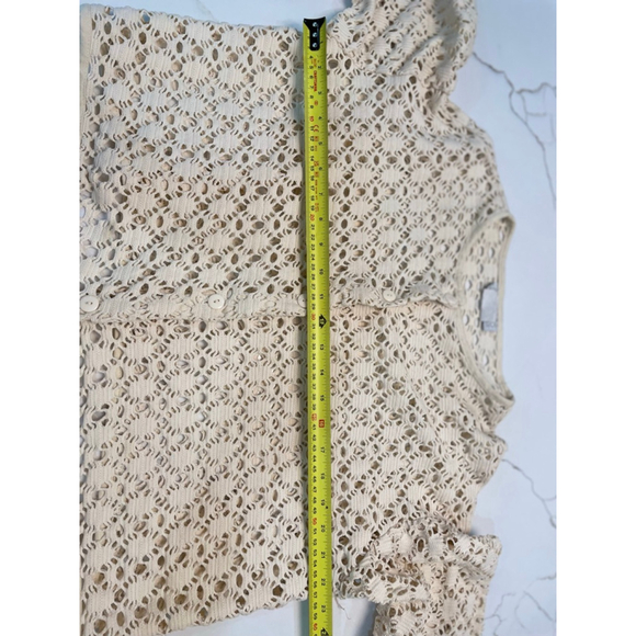 Simpatico Vintage 90s Y2K Open Mesh Cream Cardigan L Coachella Cottagecore Clean - Picture 6 of 7